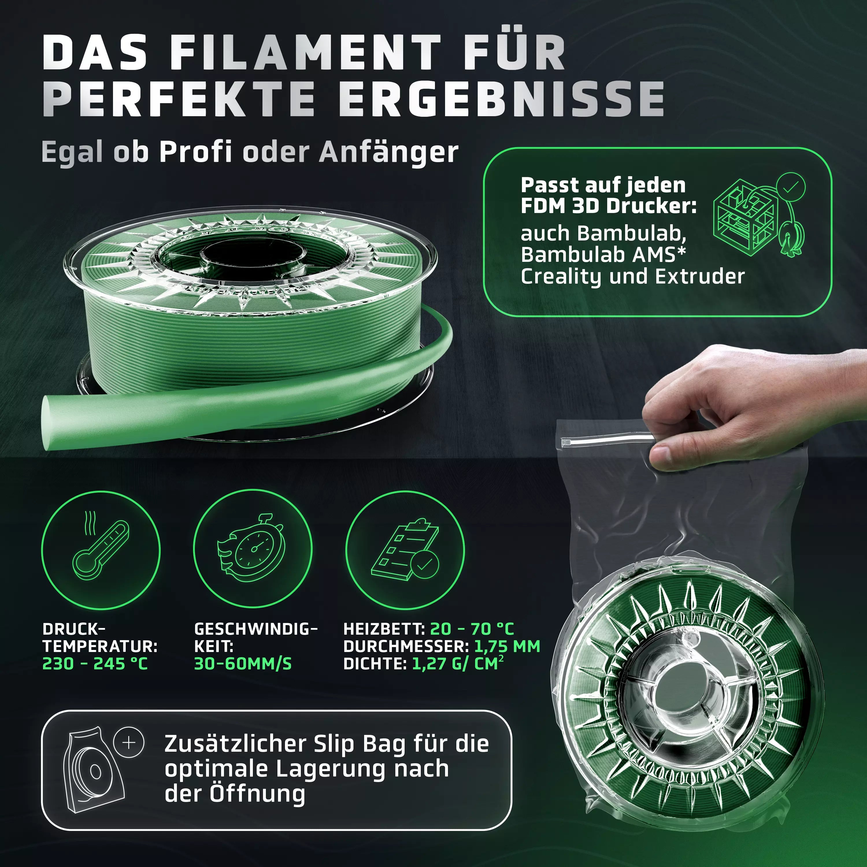 Vision 3D® PLA Filament Green