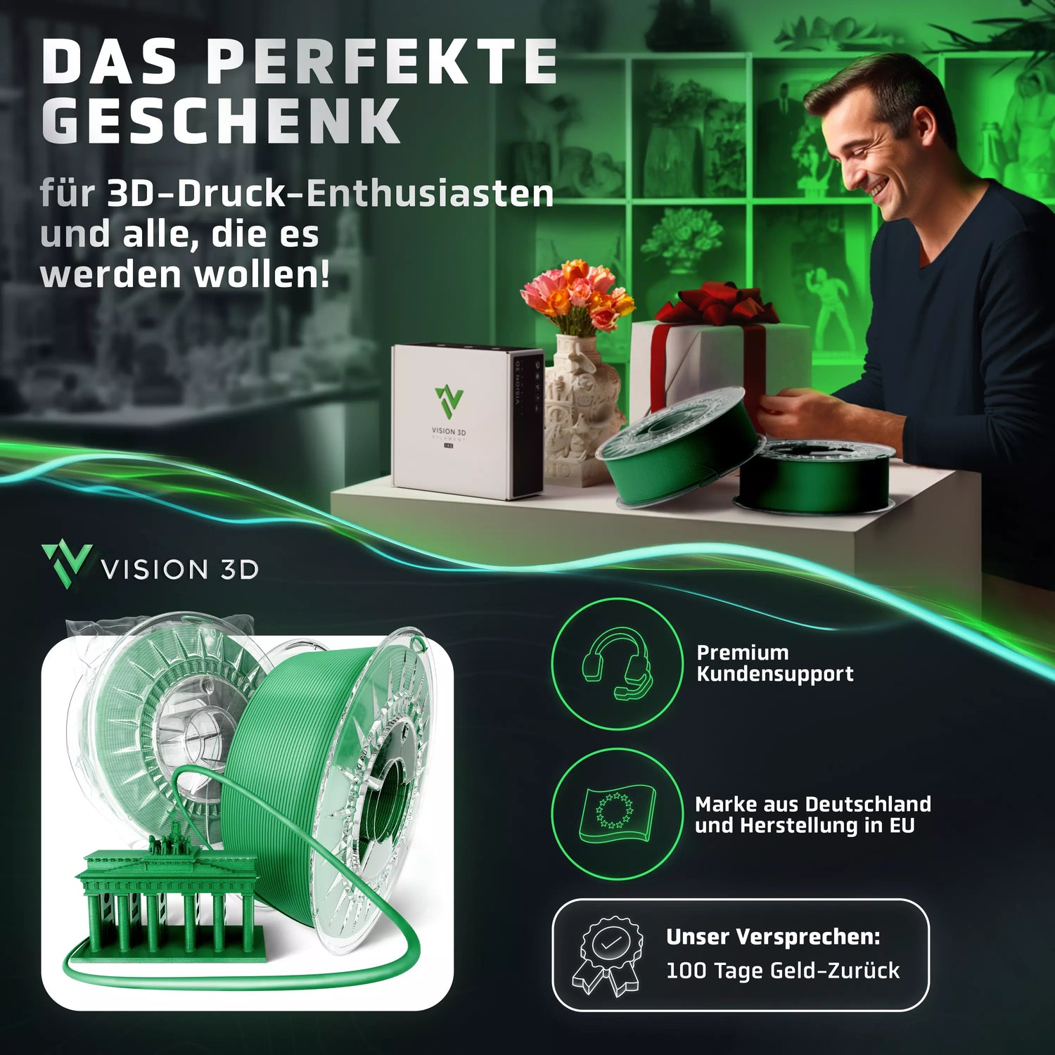 Vision 3D® PETG Filament Green