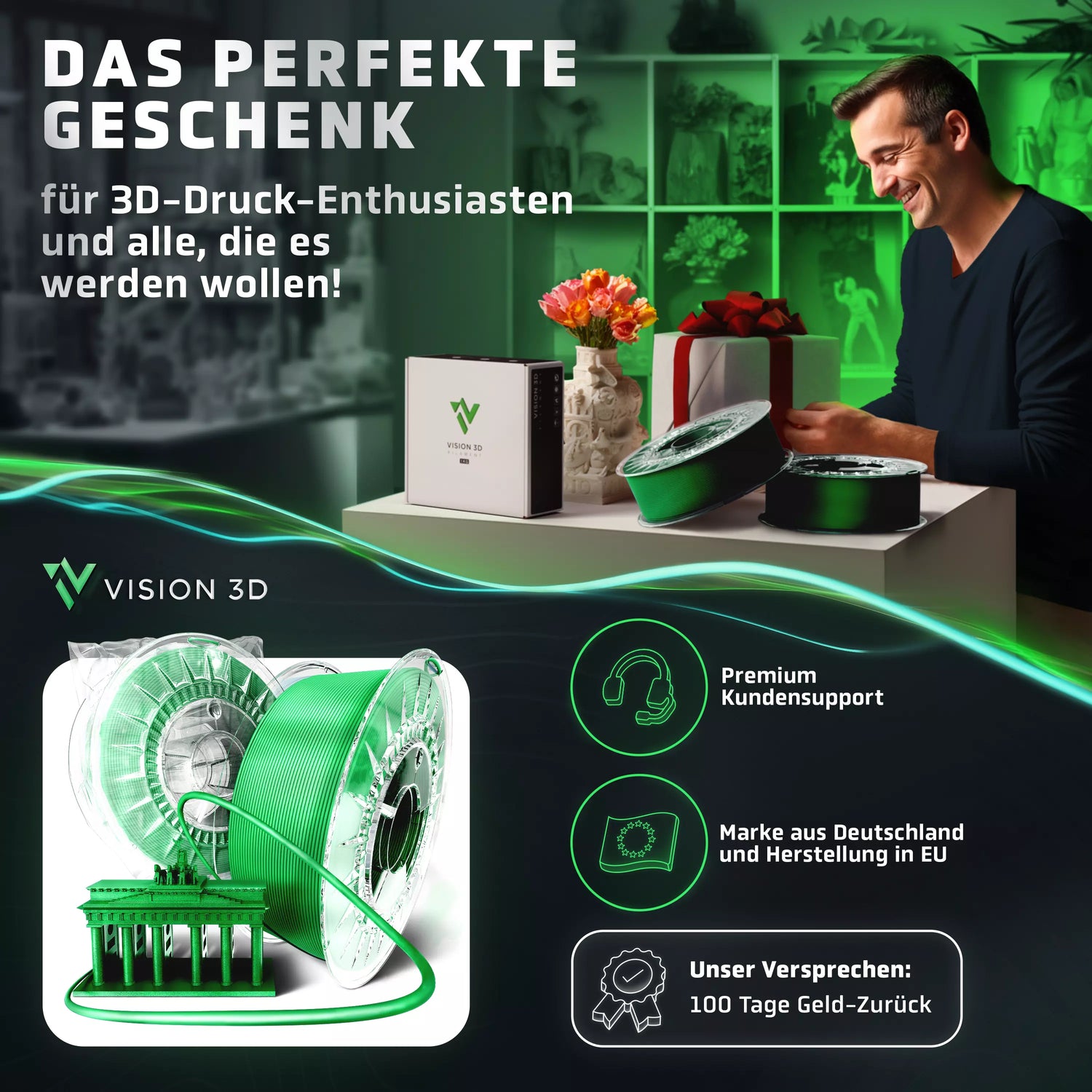 Vision 3D® PETG Filament Glossy Green